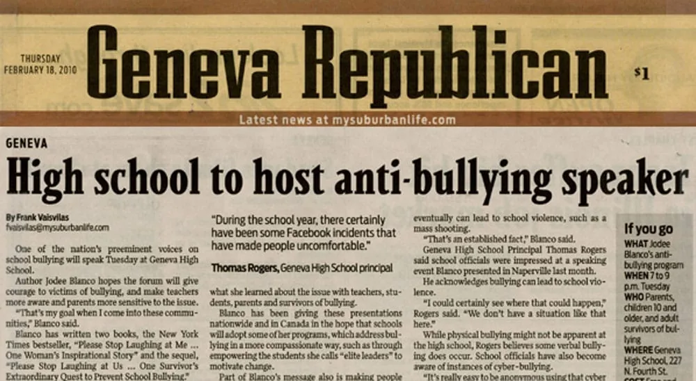 Geneva Republican clipping: High school to host anti-bullying speaker