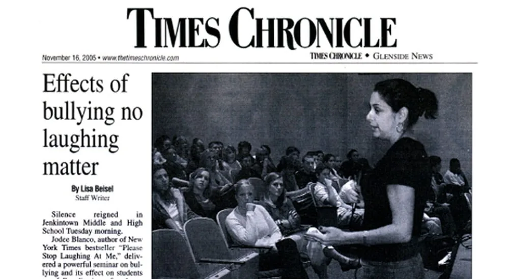 Times Chronicle clipping: Effects of bullying no laughing matter